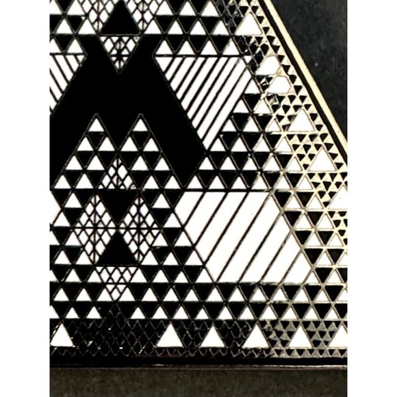 Judy Chicago 1987 triangle Holocaust Project brooch pin signed black white ename - Picture 2 of 16